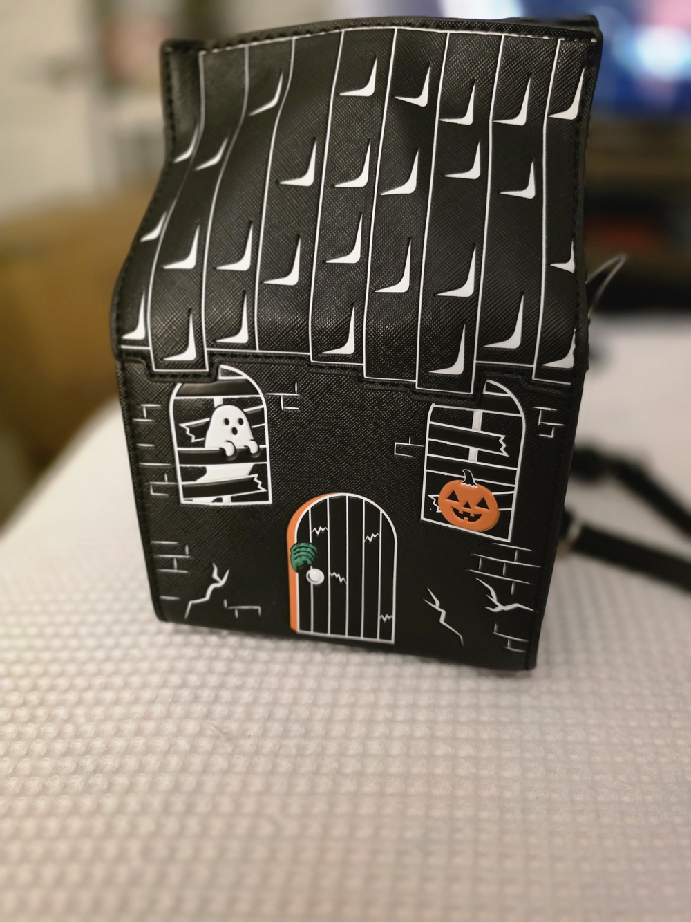 MAD Engine Black Halloween Mini Bag with White Ghost and Orange Pumpkin Accents